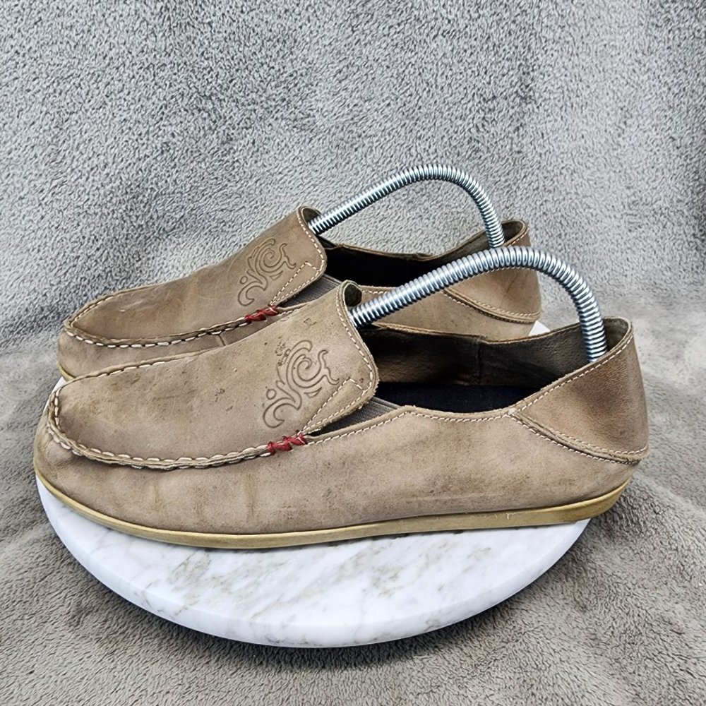 Olukai Shoes Womens Size 9.5 Nohea Nubuck Brown Leather Slip On *Read*